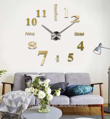 Cina Large Size Antique Wall Clock Acrylic 3D DIY Style EVA Wall Sticker 3D Home Decorative Wall Clock in vendita