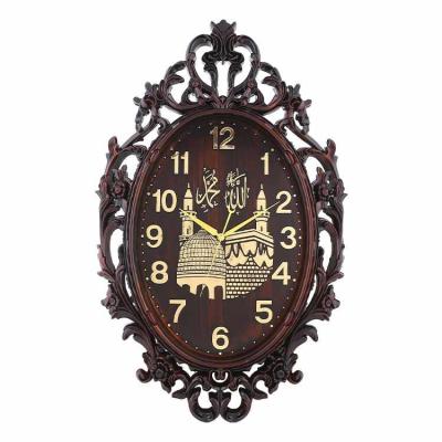 China Islamic style antique wooden color plastic wallazon clocks for sale