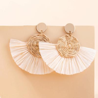 China TRENDY INS Spring and Summer Holiday Style Rattan Earrings Women for Women Girls for sale