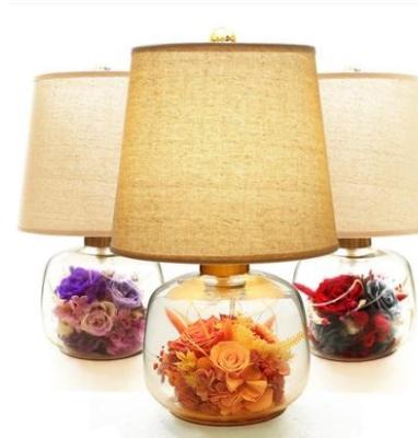 China Modern Rose Preserved Dried Flower Valentine's Day Gift for Couples Wedding Room Gift Red Dot Bedroom Bedside Table Lamp for sale