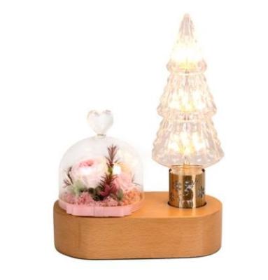 China Modern Idyllic Rose Flower Fawn Christmas Tree Table Lamp Bedroom Bedside Wedding Wedding Gift Eternal Decoration for sale