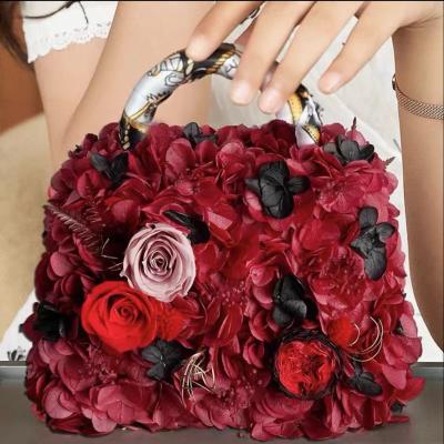 China Famous Luxury Fashion Preserved Roses Handbag Preserved Roses Handbags Eternal Rose Flower for sale