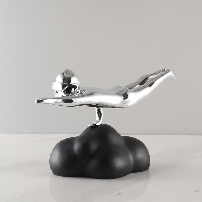 China European Style Art Creative Resin Silver Flying Artificial Figure Ornaments For Living Room Home Decorations for sale