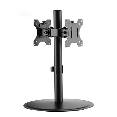 China Desktop PC Desk Steel Frame Hinging Single Pole Mount Double Monitor Stand for sale