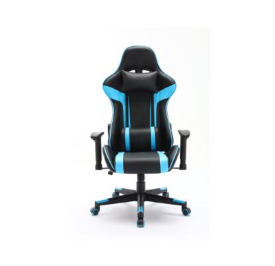 China Good Quality Ergonomic PVC Rotating Office Rotating Racing Game Black And Blue Game Racing Chair for sale