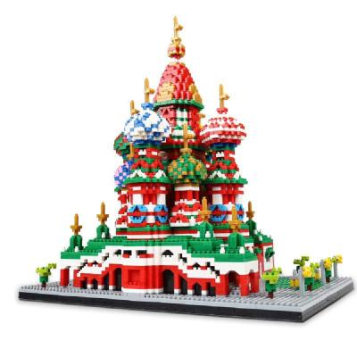 China Construction Toy Hot Sale Russia Famous Architecture 3D Model Diamond Bricks Micro Building Blocks Toys Saint Basil's Cathedral Children Gift for sale