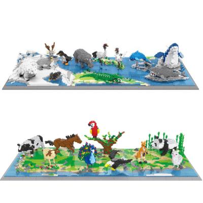 China Construction Toy 3D Model Animal Zoo Diamond Bricks Horse Panda Penguin Polar Bear Aquarium Whale Hippo Mini Building Blocks Toys Children Gift for sale