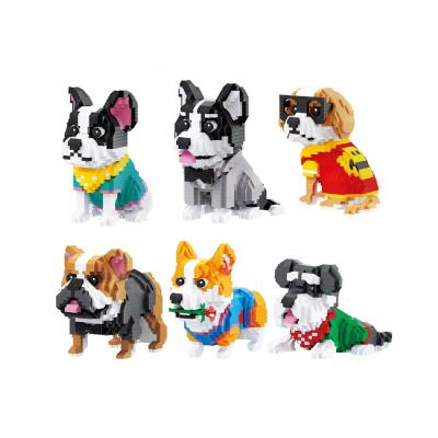 China Construction Toy New Arrival Micro Building Block Pets Schnauzer Labrador Retriever Dog Model Husky Bulldog Balody Animal Mini Brick Toy For Kids for sale