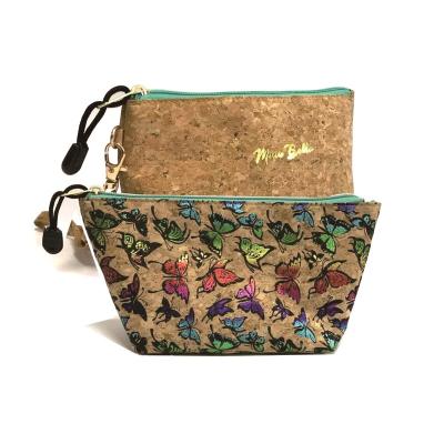 China Vintage Eco Friend OEM Women Cosmetic Bag Cork Wooden Travel Makeup Bag for sale