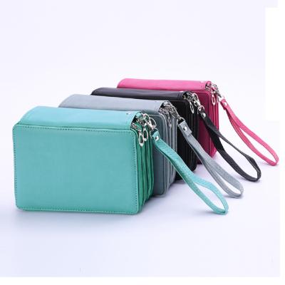 China Schools & Waterproof Offices PU 4 Layer 72 Slots Pencil Bag With String for sale