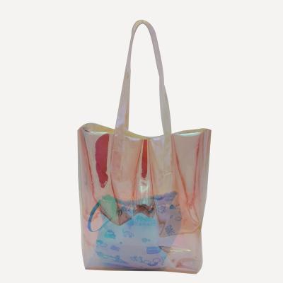 China Fashion Wholesale Holographic Laser PVC Beach Casual Tote Bag Large for sale