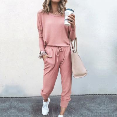 China Super Sale Vintage Two Piece Womens Clothing Set Long Sleeve Jogger Suits Sweatpants Set Two Piece Pants Jogger Set Women for sale