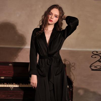 China 2021 new style ladies silk nightwear bathrobe long robe home feeling deep v simulation sleepwear QUICK DRY pajamas for sale