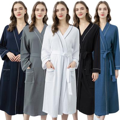 China 2021 Wholesale QUICK DRY Women's Bathrobe Fleece Bathrobe 100% Cotton Hotel Bathrobe Sleepwear Mens Womens Long Robe for sale