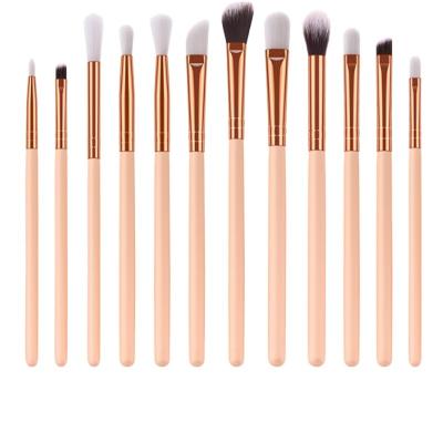 China 12 PCs Rose Gold Facial Cosmetic Brushes Blending Makeup Brush Set Eye Shadow Liner Brow Lip Liner Professional High Quality Eye Cosmetic for sale