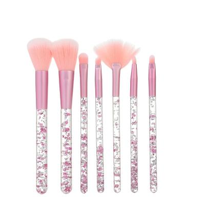 China Hot Selling Mermaid 7 Diamond Makeup Brushes Set Girl Pink Crystal Makeup Brush Stars Flashing Quicksand Cosmetic Brush for sale