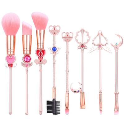 China Cosmetic Brush Eyeshadow Base Makeup Tool For 8pcs Cartoon Modeling Makeup Set Brush Pink Gift For Girls for sale