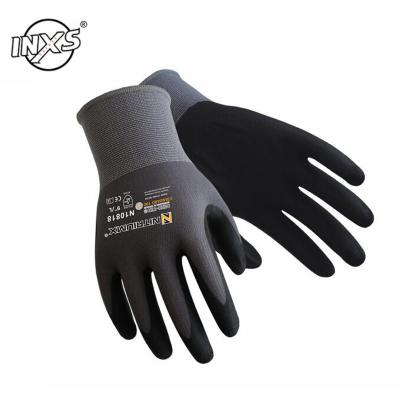 China PU Nitrile Safety Coating Anti-Slip Nylon Palm Coated Gloves Mechanic Working Gloves Gloves for sale