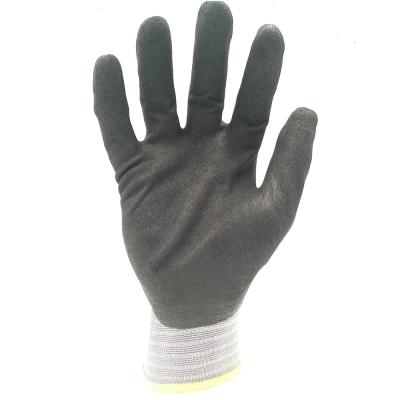 China Gray Nylon /Spandex Anti-Slip Coating with Sandy Nitrile Coating Men Women 15 Gauge Safety Work Protective Gloves for sale