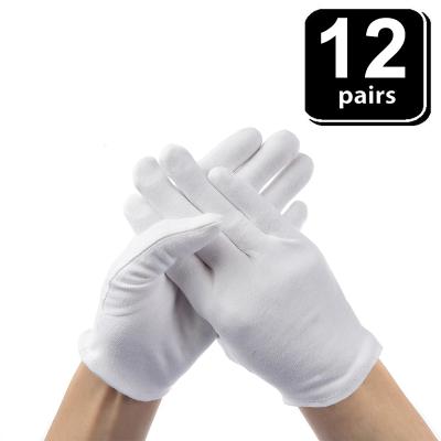 China Anti-Slip Inspection Gloves Silver Jewelery Coin Gloves Cotton Stretch Liner White Soft Gloves for sale