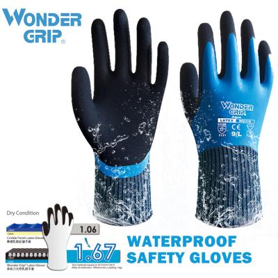 China Water Proof Gloves Women Men Double Layer Nylon Gloves Comfortable Working Latex Foam For Universal Safety Work Waterproof Gloves for sale