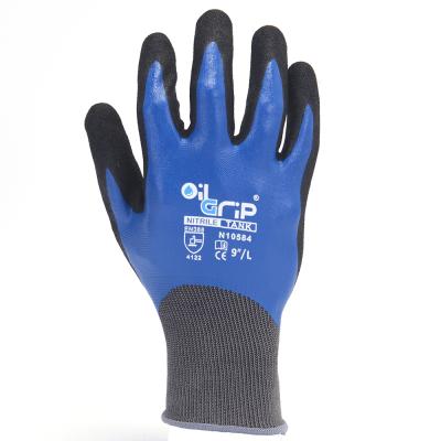 China Water Proof Oil Proof Waterproof Garden Repairing Gloves Full Dipped Nitrile Safety Work Protective Gloves for sale