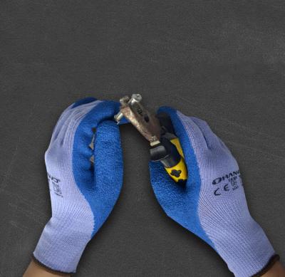 China Safety Work Gloves 10 Gauge Anti-Slip Garden Repairing Builder Gloves Polycotton Liner With Latex Coated Gloves Hanvo for sale