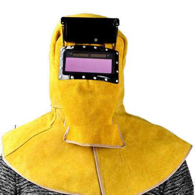 China Anti-heat Hood Helmet Welder Mask Safety Leather Welding Protective Cover for sale