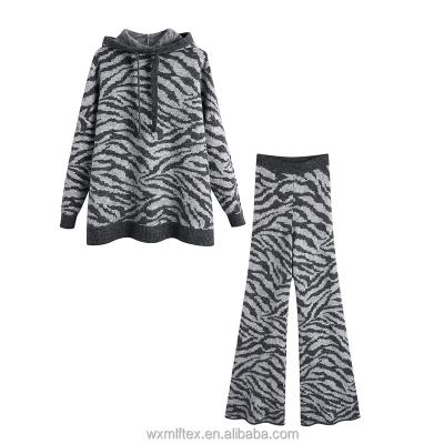 China Wholesale breathable loungewear manufacturer knitwear luxury zebra striped knitted homebody Rocket pants Loungewear for sale