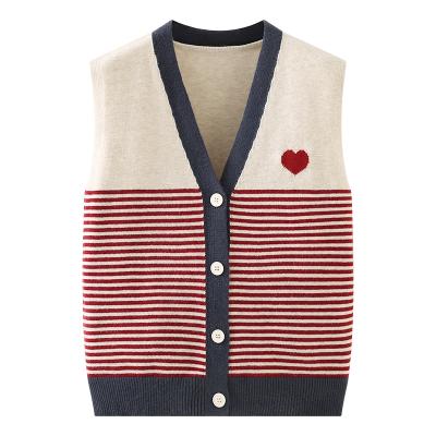 China 2021 fashion new breathable v-neck outer woman knitted supplier women knit vest for sale