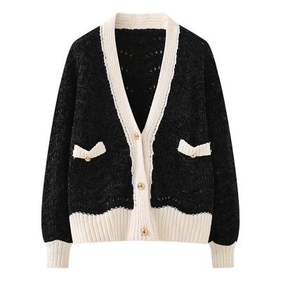 China Chic Breathable Fashion Loose Outer Hollow Out Cardigan Jacket China Knit Sweater Ladies for sale