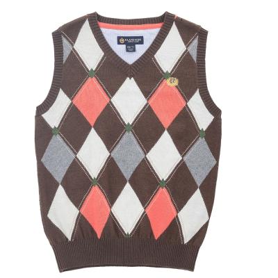 China Argyle Sweater Vest Women Breathable Plaid Knitted Streetwear Style V Neck Crop Knitwear Preppy Tank Top For Girl for sale