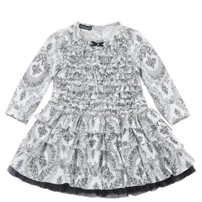 China Breathable Spring And Autumn Little Girl Fashion Flower Printed O-neck Dress for sale