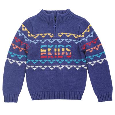 China Colorful boutique cotton sweater breathable sweater winter sweaters knitted children embroidery rainbow sweater kids for sale