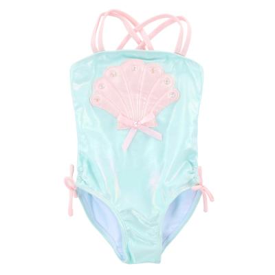 China Girl Iridescent Shell Tie Strap One-Piece Swimsuit Platinum Toddler Graphic QUICK DRY Pink for sale