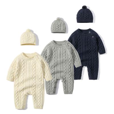 China Spandex OEM Baby Autumn Clothes Premium Newborn 100% Cotton Infant / Organic Cotton Clothes 0-24 Months Boy And Girl Knit Baby Rompers for sale