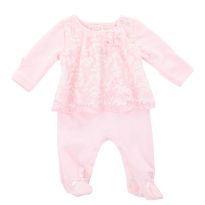 China New Arrival Soft Floral Pattern Open Crotch Pants Long Sleeve Lace Baby Rompers for sale