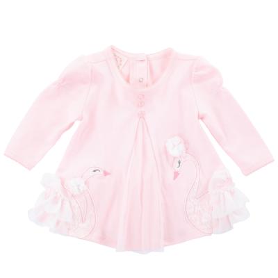 China Long Sleeve Boutique Lace Collar Cotton Fabric Baby Girl Birthday Dress Washable for sale