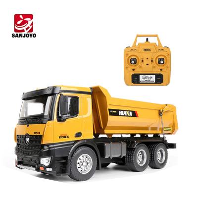 China RC Model Huina 1582 1/14 Channel 2.4G 4 Channel Simulation RC Tilt Alloy Remote Control Dump Truck With Sound for sale