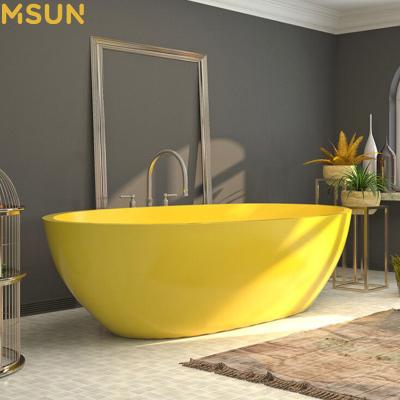 China MSUN Stone Bathtub Matt Solid Surface Freestanding Bathtub Small Freestanding Resin Pedestal Bathtub for sale