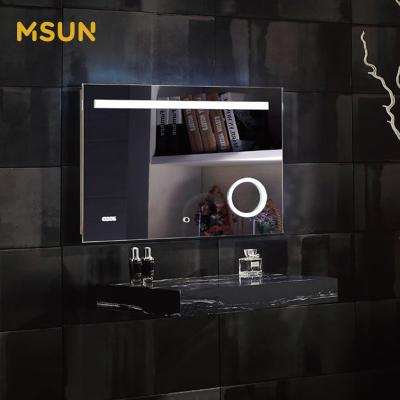 China MSUN Hotel LED Lighted Makeup Vanity Lighted Bath Mirrors With Wall Mounted Backlit Mirror for sale