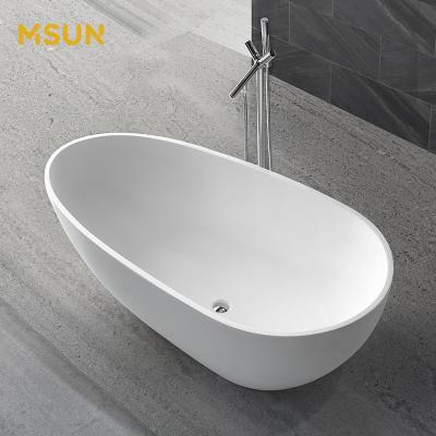 China MSUN Oval White Freestanding Bathtub Standing Stone Resin Black Freestanding Bathtubs for sale