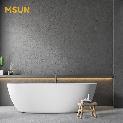 China MSUN Round Black Acrylic Freestanding Bathtub Solid Outdoor Bathtubs for sale