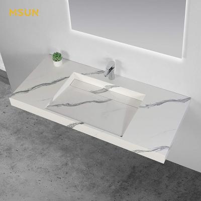 China Seamless Common Solid Surface Basin Vanity Veining Marble Sink Made By Modern Manufacturer for sale