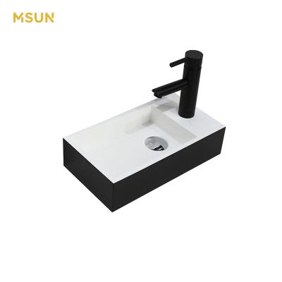 China Black And White Modern Bathroom Vanity Double Color Bathroom Sink Toilet Hanging Basin Single Position Bathroom Sink Wall Basin for sale