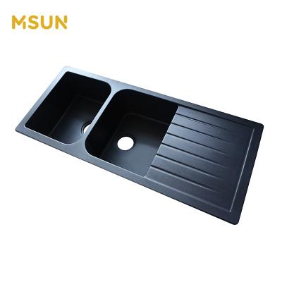 China Without Faucet MSUN Double Faucet Quartz Sink Artificial Marble Stone Kitchen In Vanity Sink for sale