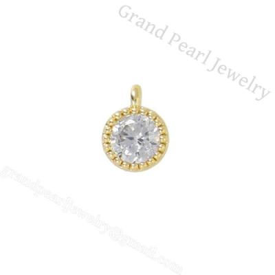 China Special GOLD Plated Brass Setting With CZ Custom Luxurious Special Promotion Gold Plated Brass Setting Round Mall Pendant For Girl for sale