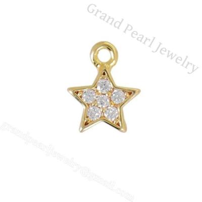 China Gold Plated Brass Charm With CZ - Newest Stylish 8mm Star Claw Setting Metal CZ Star Necklace Pendants For Present for sale