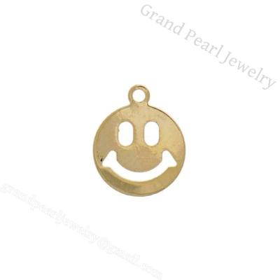 China Gold Plated Brass Charm 9mm Popular Design Beautiful Smile 9Mm Special Gold Plated Necklace Pendants For Female for sale