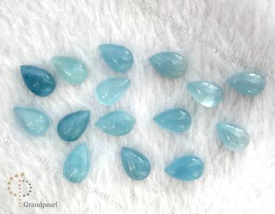 China - Aquamarine - 6x8mm pear cabochon, loose gemstone for sale